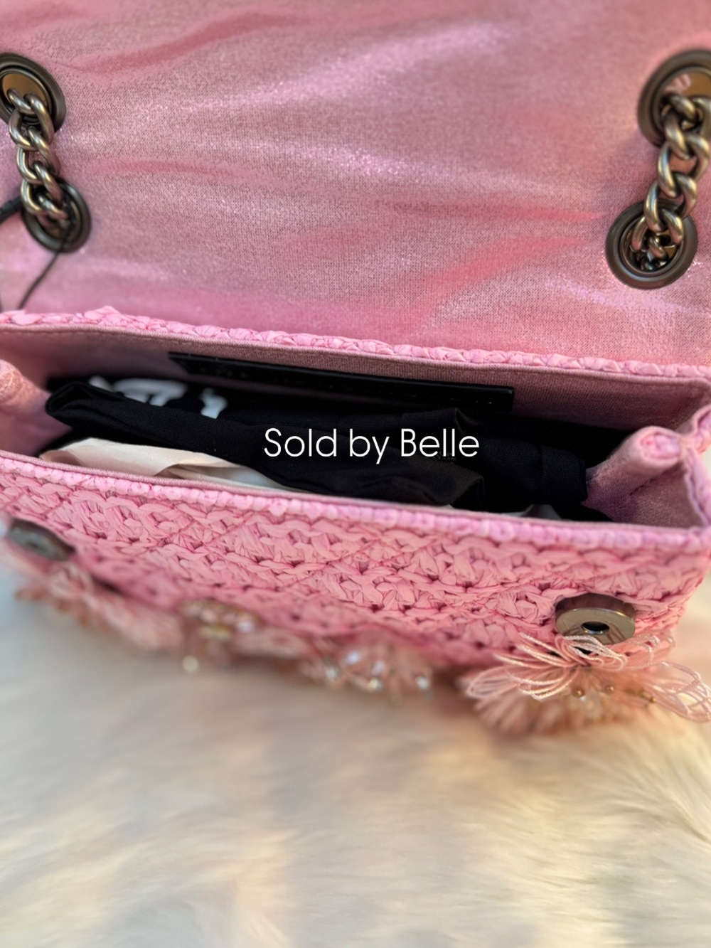 NWT Kurt Geiger Pink Raffia Mini Kensington - Picture 4 of 4